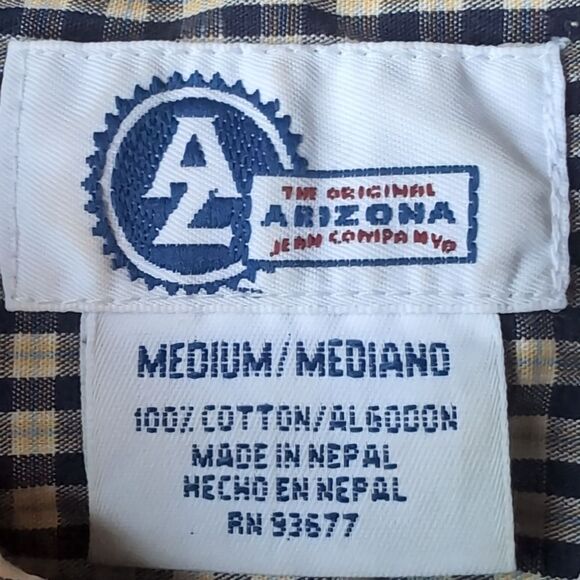 arizona Jeans Cotton Check Elbow Sleeve Shirt Size M - Picture 3 of 6